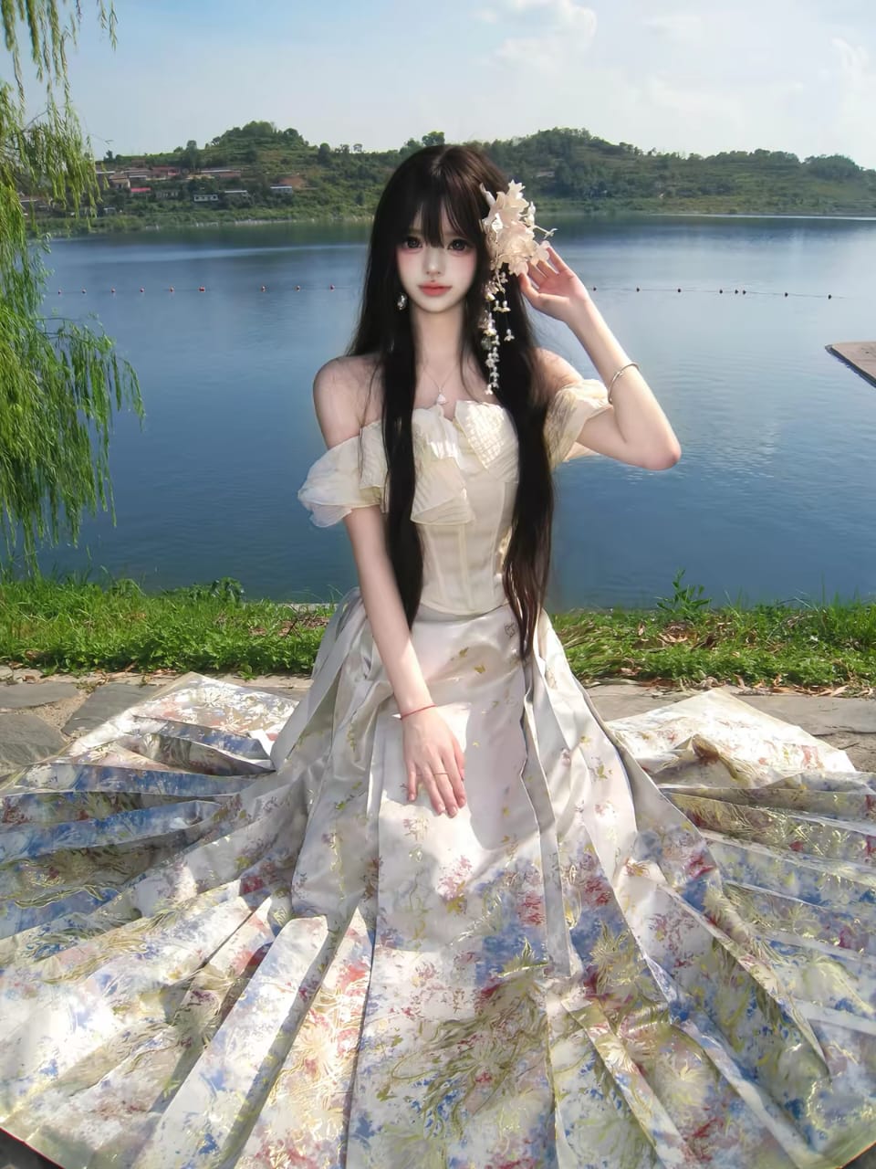 Gold‑Woven Mamian Skirt – Brocade Hanfu Skirt(single skirt)