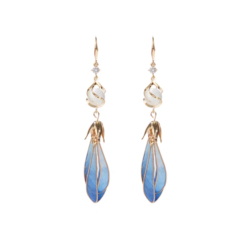 Chinese Ronghua Flower Earrings | Traditional Chinese Handmade Floral Earrings | Elegant Cultural Gift