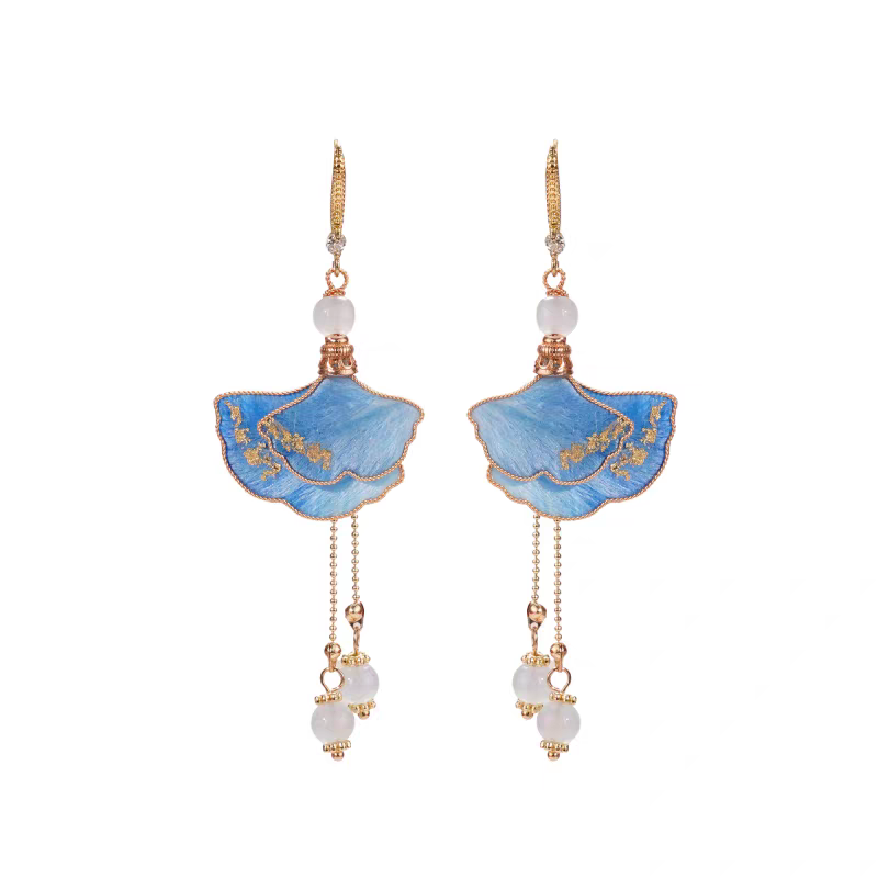 Chinese Ronghua Flower Earrings | Traditional Chinese Handmade Floral Earrings | Elegant Cultural Gift