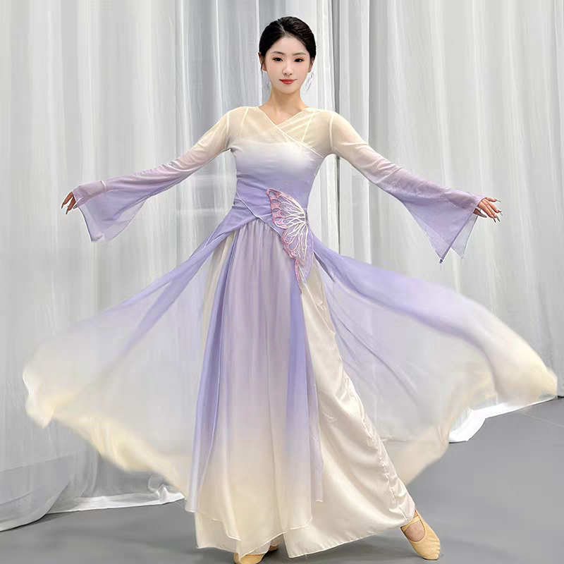 古典舞服装飘逸身韵渐变蝴蝶纱衣练功服仙气形体服裙裤舞蹈演出服S-4XL