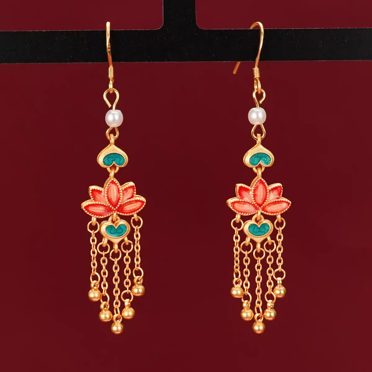 Lotus Charm Earrings