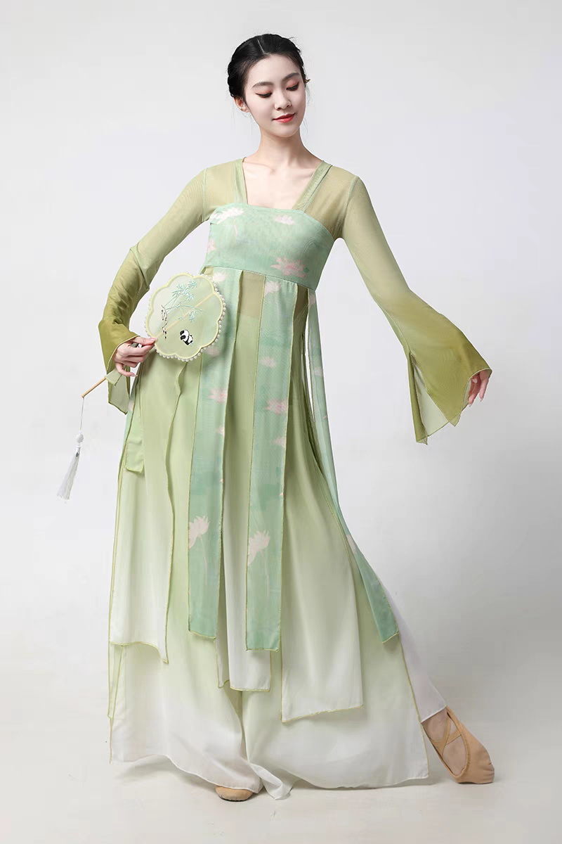 古典舞蹈服女飘逸汉唐风齐胸襦裙中国风民族舞台表演服身韵纱衣S-4XL