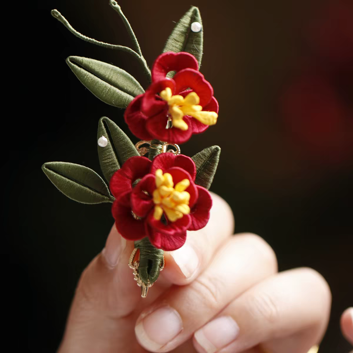 Chinese Twined Flower Hair Clip (Chanhua) – Intangible Cultural Heritage Silk Hairpin, Handmade Hair Accessory