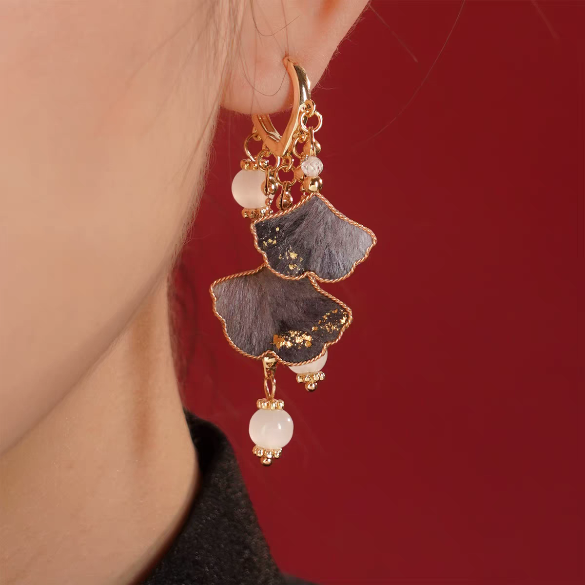 Chinese Ronghua Flower Earrings | Traditional Chinese Handmade Floral Earrings | Elegant Cultural Gift