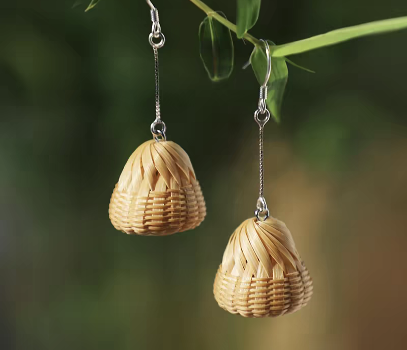 Bamboo Woven Earrings | Pierced & Clip-On