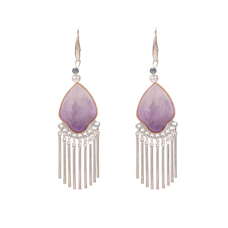 Chinese Ronghua Flower Earrings | Traditional Chinese Handmade Floral Earrings | Elegant Cultural Gift