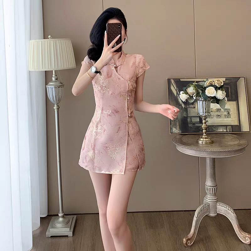 Set Dua Keping Cheongsam Cina Moden – Pakaian Gaya Cina Baharu | Penghantaran Antarabangsa Tersedia (S-XL)