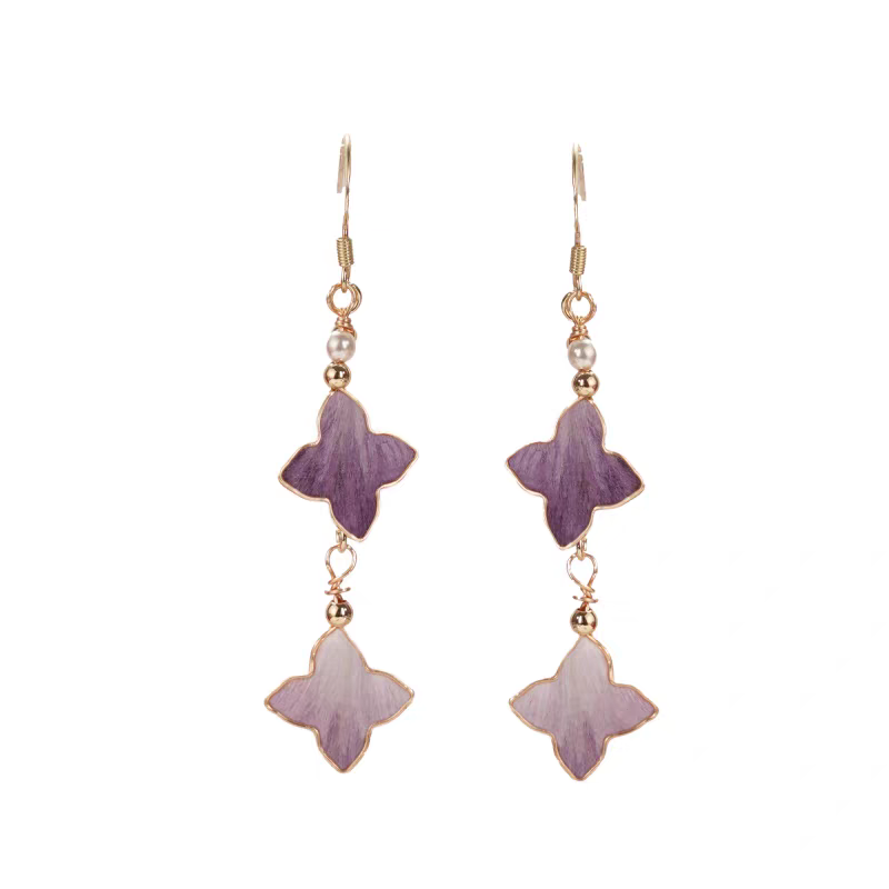 Chinese Ronghua Flower Earrings | Traditional Chinese Handmade Floral Earrings | Elegant Cultural Gift