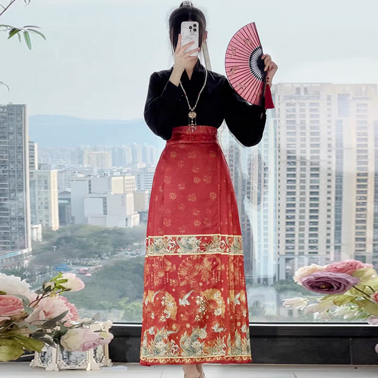 交领汉服马面裙s-XL hanfu horse face skirt
