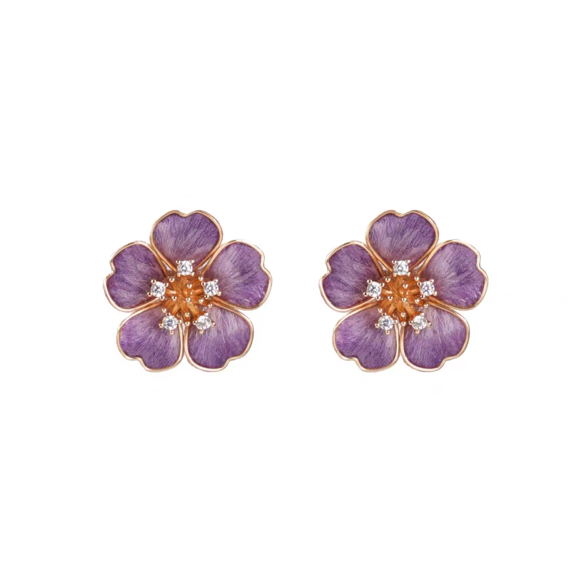 Chinese Ronghua Flower Earrings | Traditional Chinese Handmade Floral Earrings | Elegant Cultural Gift