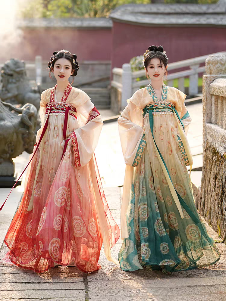 Tang Dynasty style half-sleeved high-chest Hanfu唐制半臂齐胸衫裙汉服XS-XL