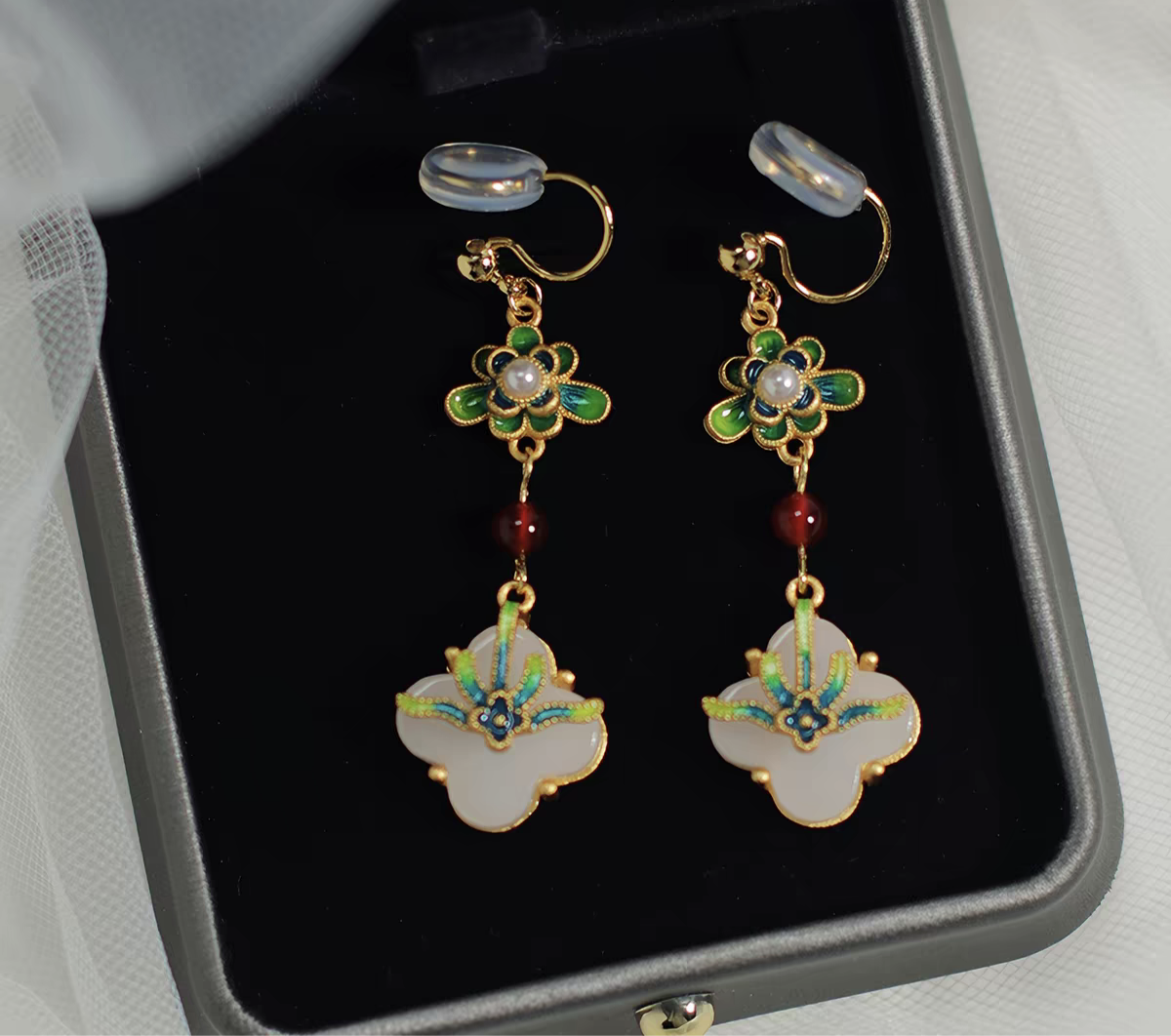 Chinese New Style Clip On Earrings for Women | No Ear Piercing Traditional Inspired Jewelry