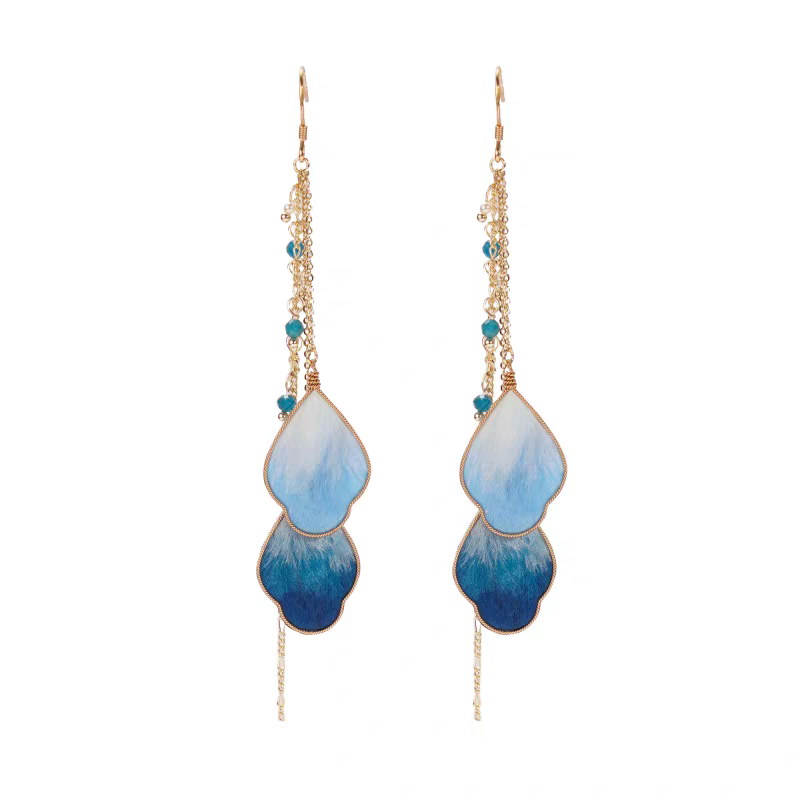 Chinese Ronghua Flower Earrings | Traditional Chinese Handmade Floral Earrings | Elegant Cultural Gift