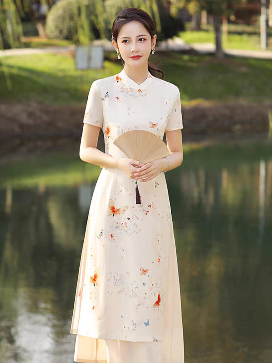 新中式改良旗袍夏季年轻款女国风连衣裙M-4XL