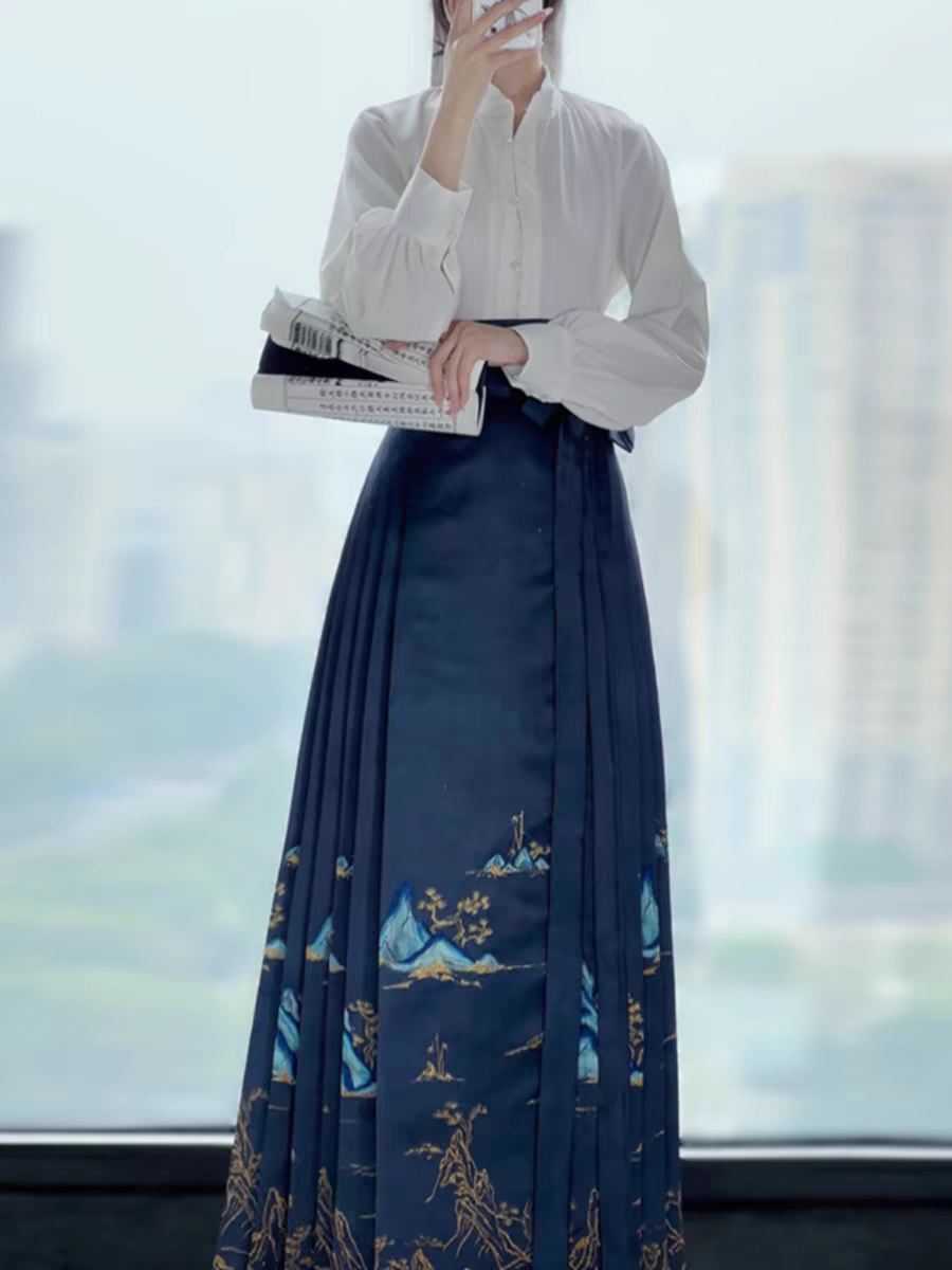 立领马面裙配套S-XL hanfu horse face skirt