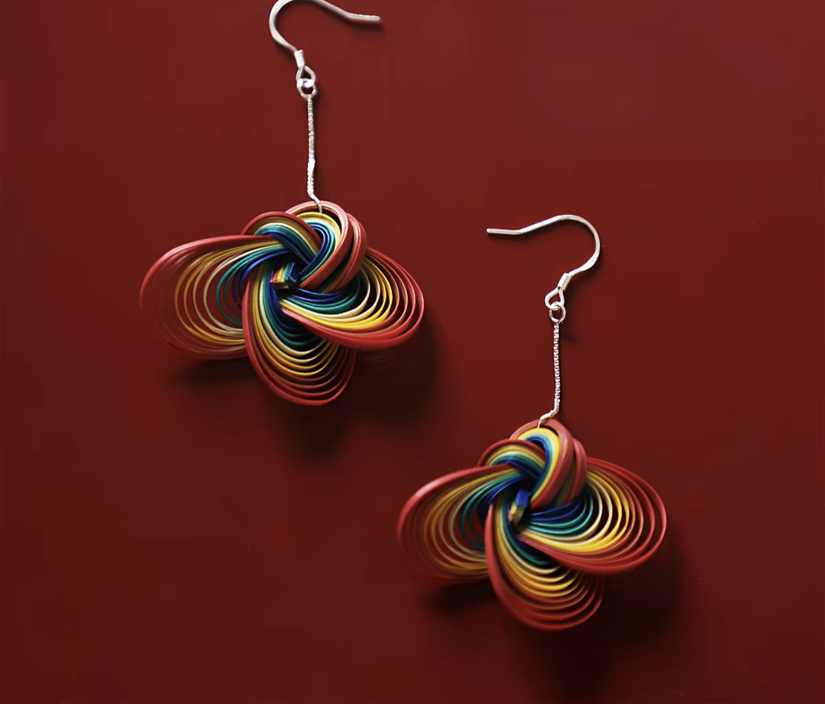 Five-Colored Auspicious Cloud Bamboo Earrings | Earrings & Clip-On
