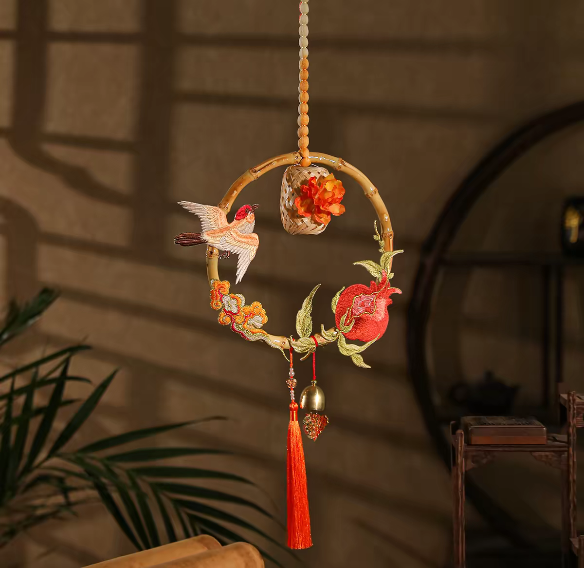 Mid-Autumn Festival Bamboo Door Hanging | Handmade Chinese Ornament