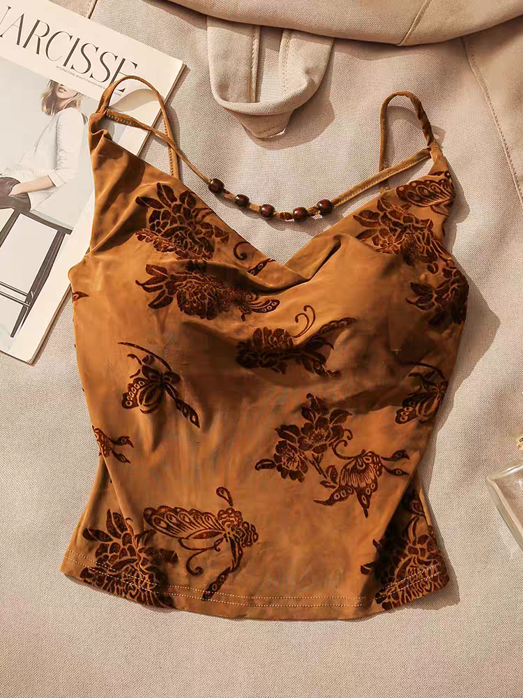 New Chinese style top新中式吊带背心