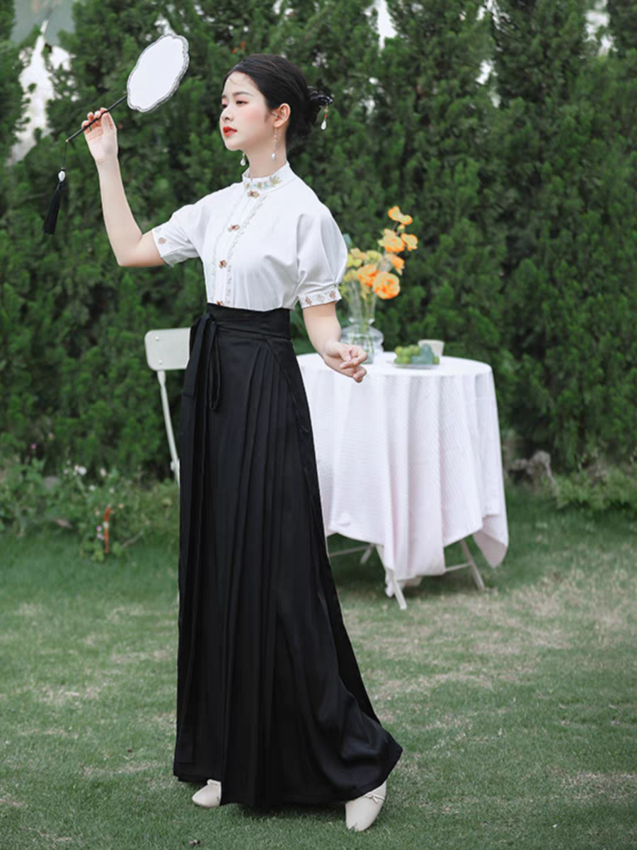 立领短袖上衣马面裙hanfu S-6XL