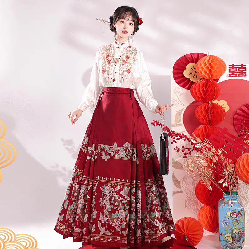 新中式婚服马面裙配套敬酒服过大礼订婚宴S-L