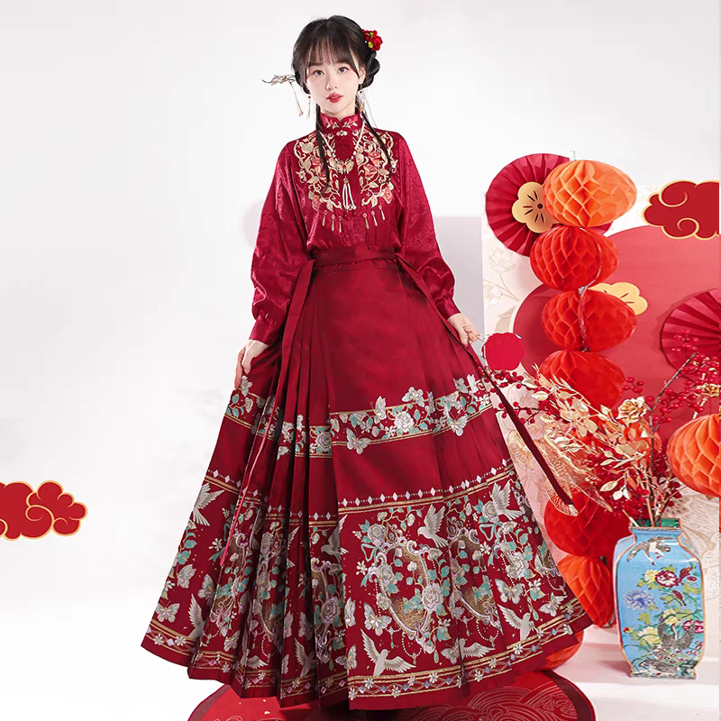 新中式婚服马面裙配套敬酒服过大礼订婚宴S-L