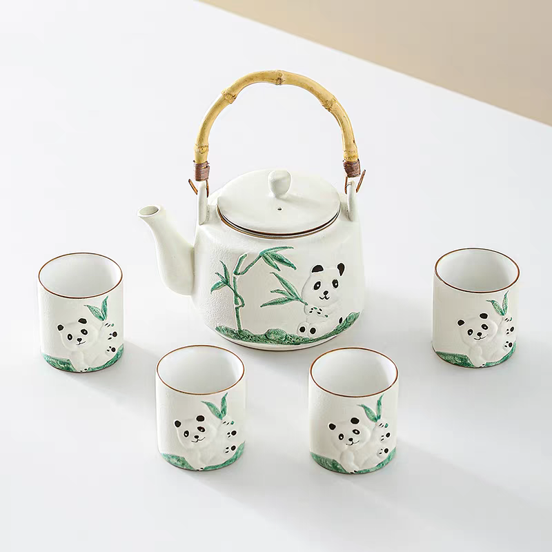 White pottery tea set