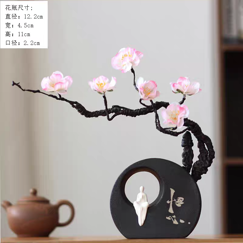 新中式干花装饰花摆件家居饰品客厅玄关插花仿真假花禅意摆设花瓶