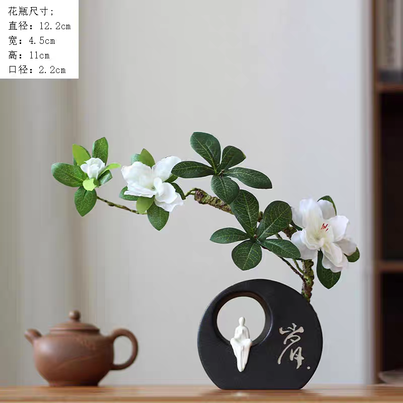 新中式干花装饰花摆件家居饰品客厅玄关插花仿真假花禅意摆设花瓶