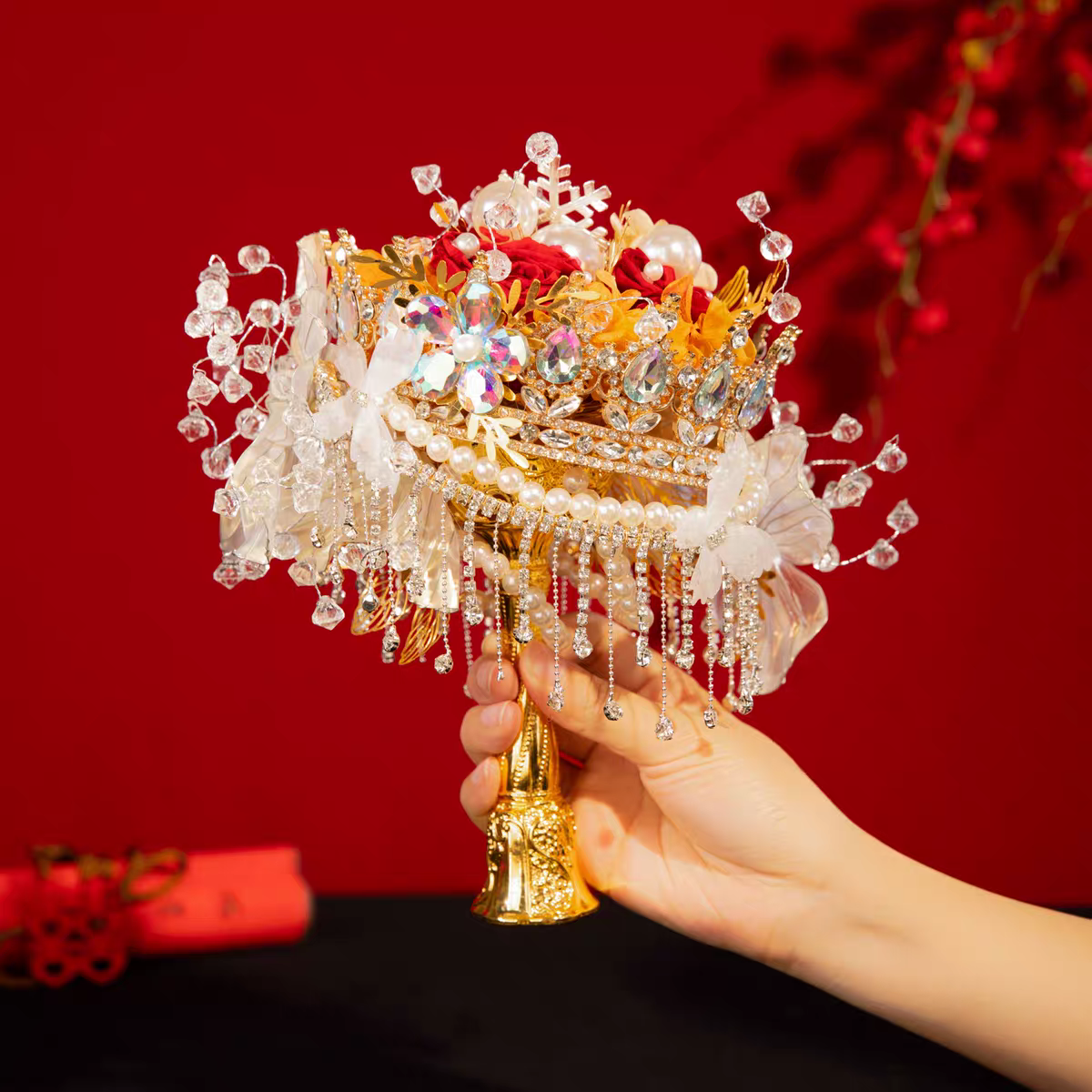 New Chinese Wedding Bouquet – Modern Oriental Bridal Hand Bouquet