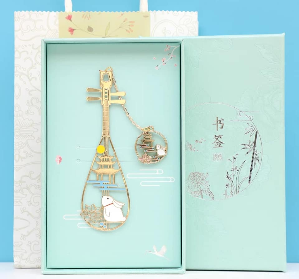 琵琶月下兔書籤