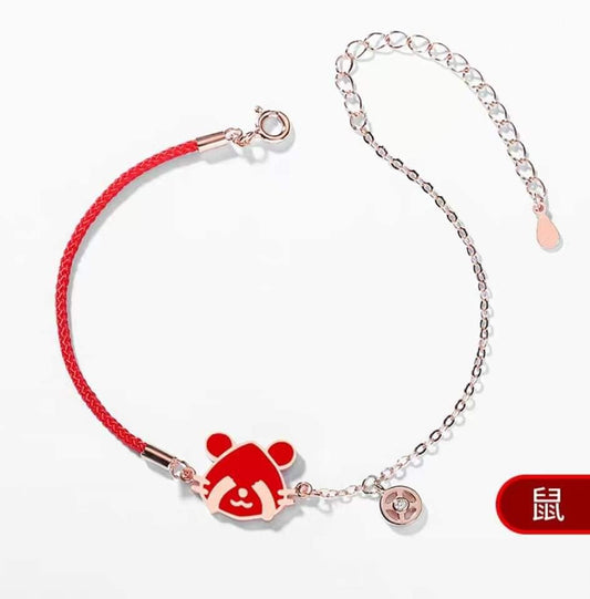 十二生肖純銀925紅繩手鍊