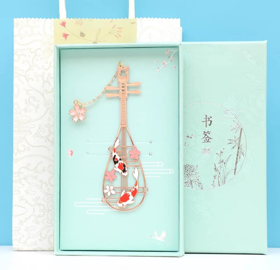 琵琶櫻花鯉魚書籤