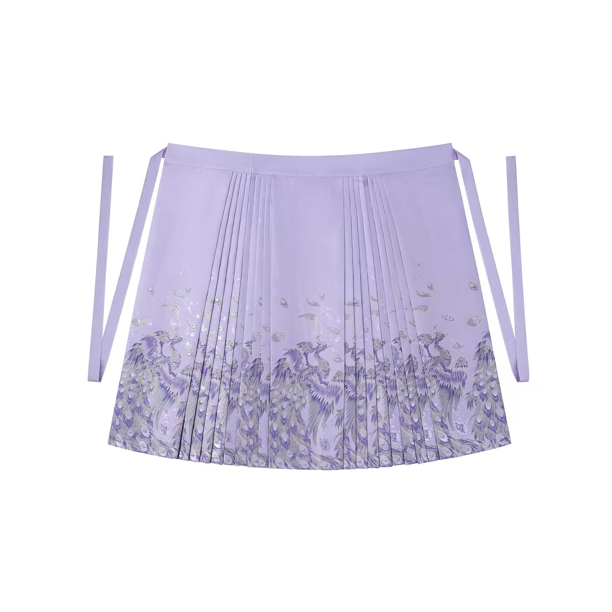 Purple Horse-Face Skirt (Mamianqun) Set with Peacock/Bird Pattern