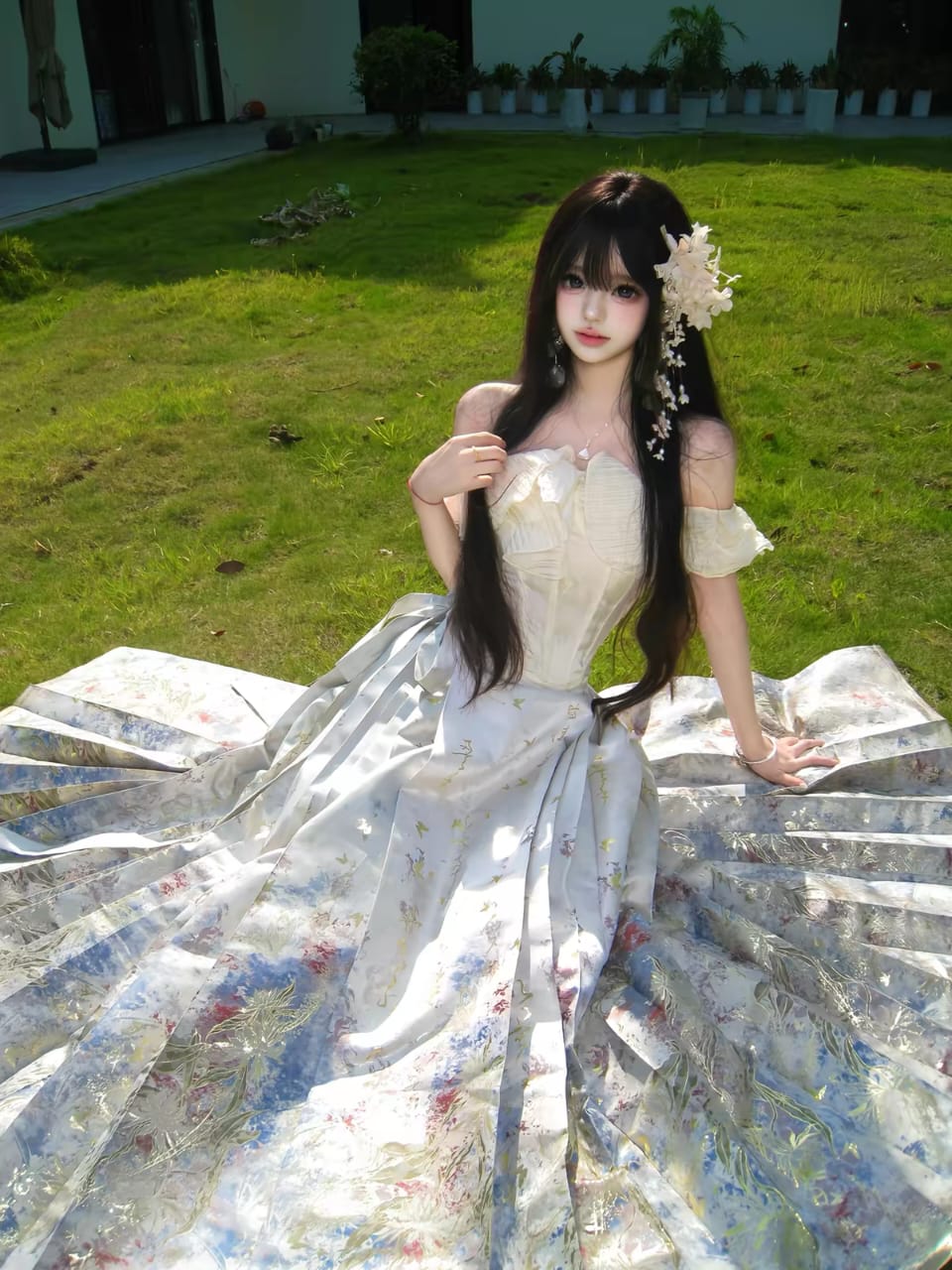 Gold‑Woven Mamian Skirt – Brocade Hanfu Skirt(single skirt)