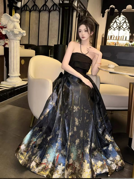 Gold‑Woven Mamian Skirt – Brocade Hanfu Skirt(single skirt)