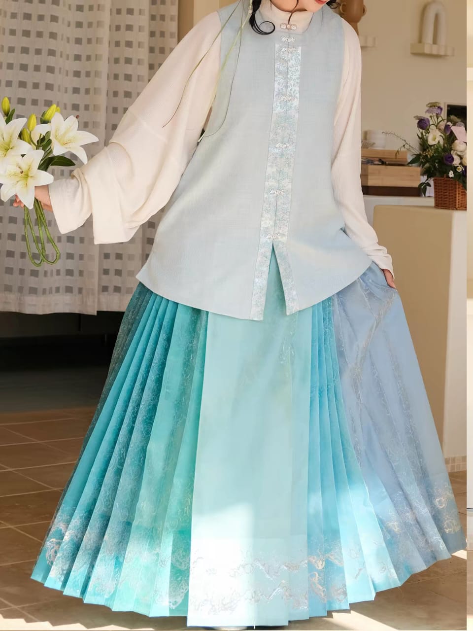 Ming-Style Mamian Skirt – 12-Color Wave-Patterned Textured Gauze (Single Skirt) Pre order 45 days