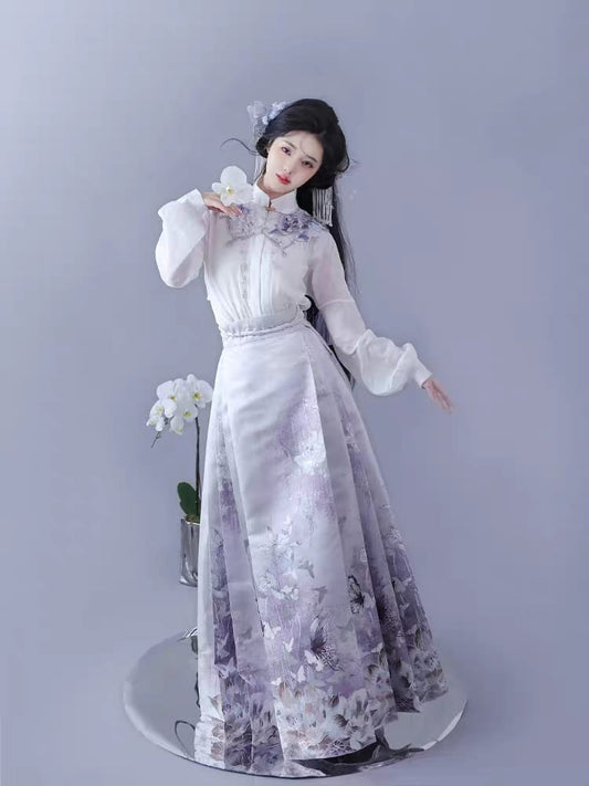 Gold‑Woven Mamian Skirt – Brocade Hanfu Skirt(single skirt)