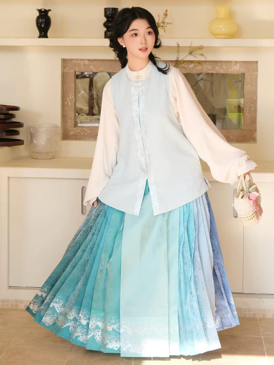 Ming-Style Mamian Skirt – 12-Color Wave-Patterned Textured Gauze (Single Skirt) Pre order 45 days