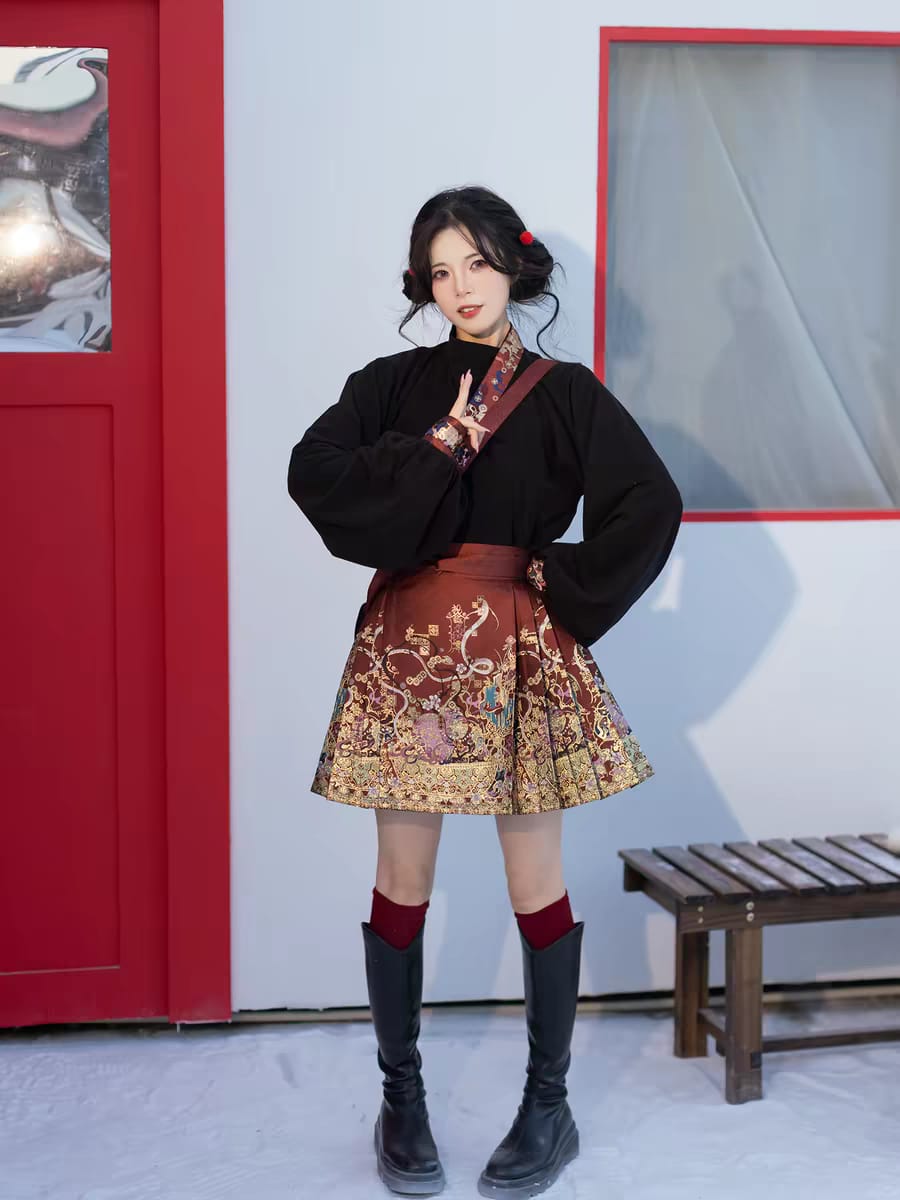 Classic Short Mamian Skirt Set – Easy Everyday Chinese Traditional Clothing S-XL
