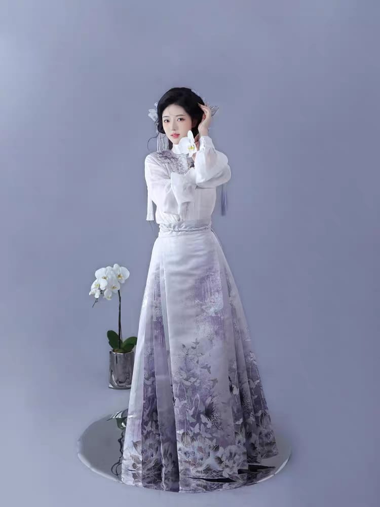 Gold‑Woven Mamian Skirt – Brocade Hanfu Skirt(single skirt)
