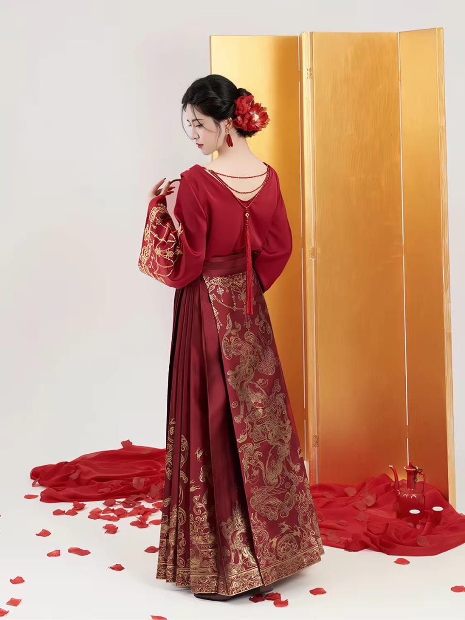 Mamian Skirt Wedding Reception Dress – Neo-Chinese Style Bridal Gown(Pre order 30days)