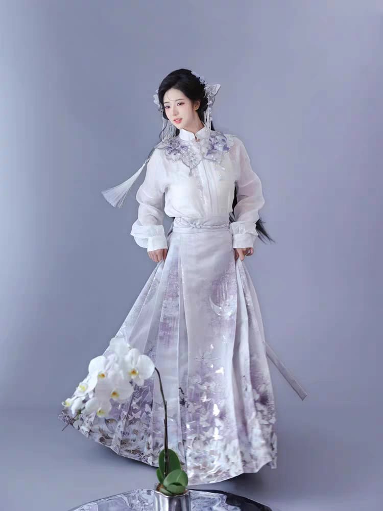 Gold‑Woven Mamian Skirt – Brocade Hanfu Skirt(single skirt)