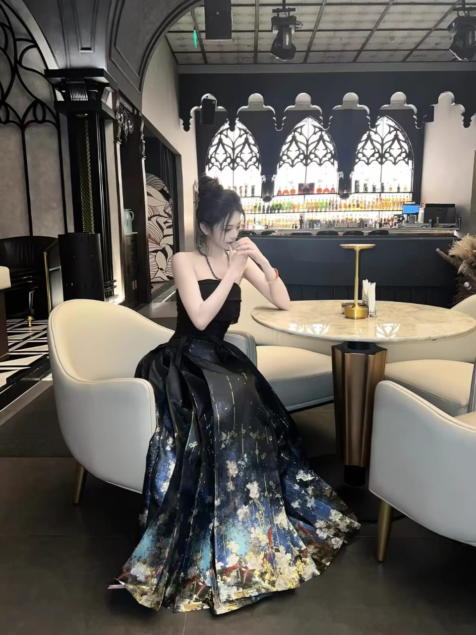 Gold‑Woven Mamian Skirt – Brocade Hanfu Skirt(single skirt)