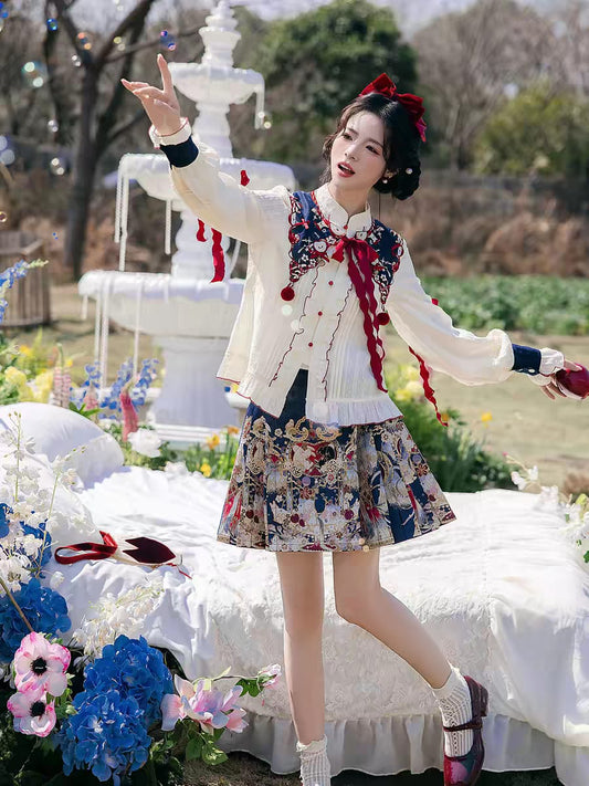 Classic Short Mamian Skirt Set – Easy Everyday Chinese Traditional Clothing S-XL