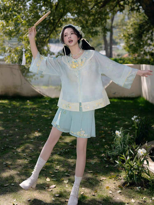Classic Short Mamian Skirt Set – Easy Everyday Chinese Traditional Clothing S-XL