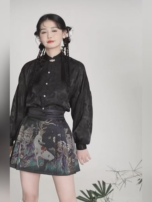 Jupe mi-longue jacquard dorée taille basse coupe mini XS-XL