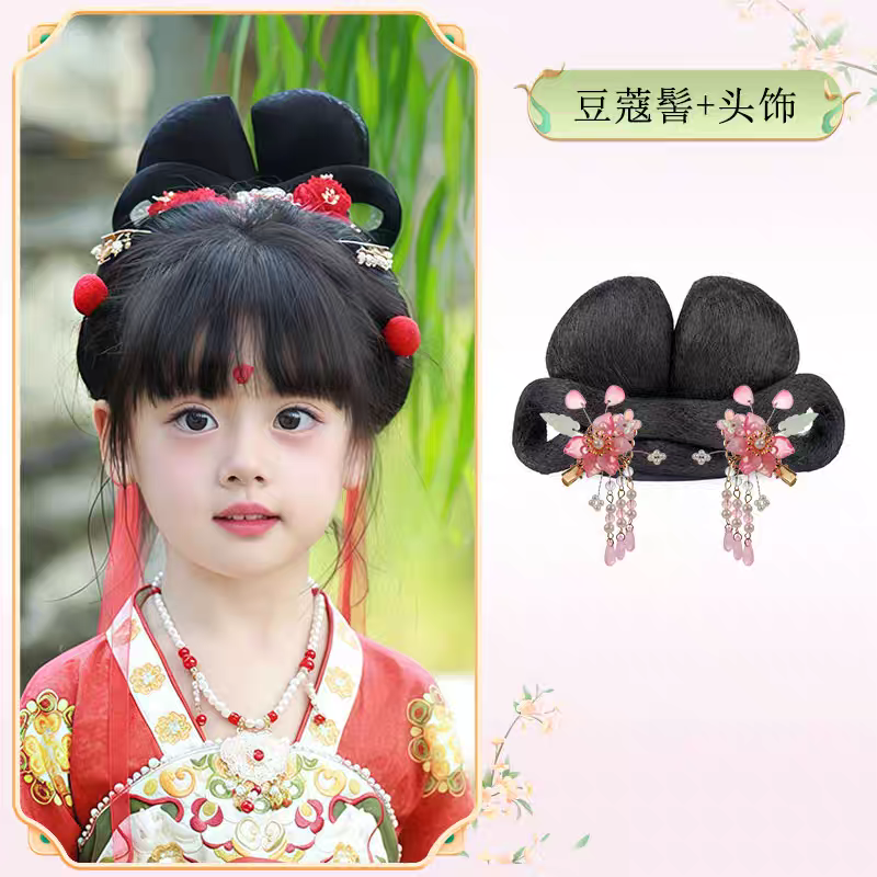 Hanfu Wig Bun Hairpiece | Chinese Ancient Costume Hair Accessories, Bridal Updo Extension for Cosplay