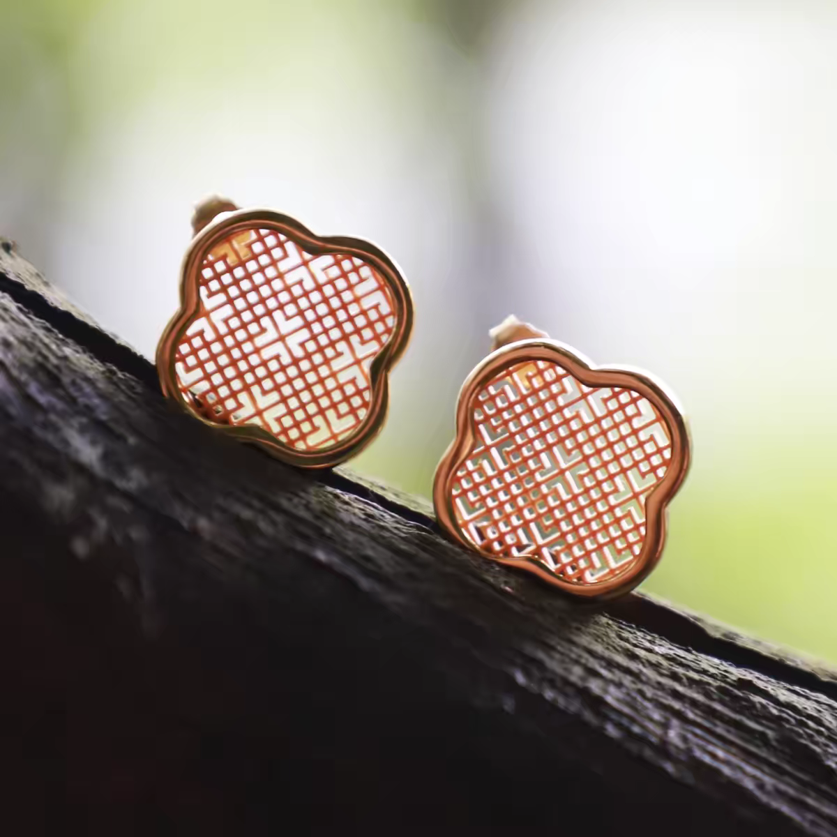 Begonia Flower Window Bamboo Woven Earrings | Chinese-Inspired Jewelry