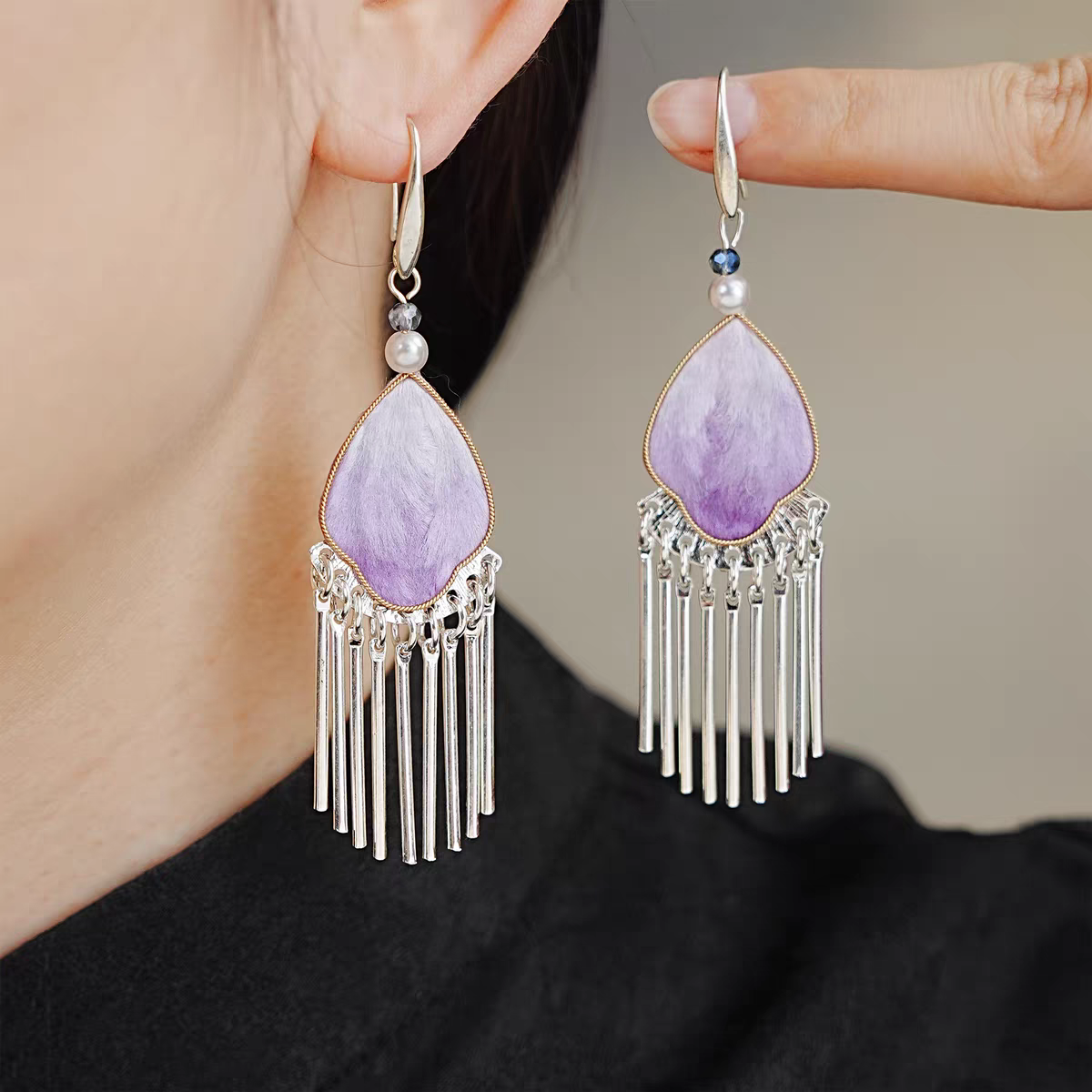 Chinese Ronghua Flower Earrings | Traditional Chinese Handmade Floral Earrings | Elegant Cultural Gift