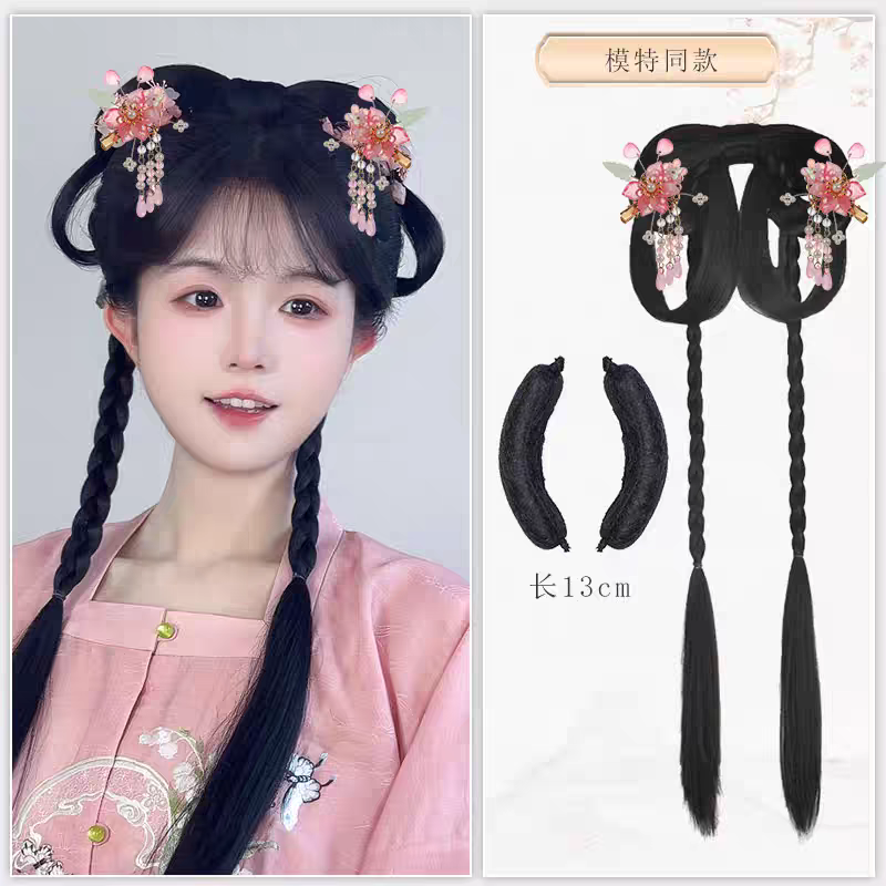 Hanfu Wig Bun Hairpiece | Chinese Ancient Costume Hair Accessories, Bridal Updo Extension for Cosplay